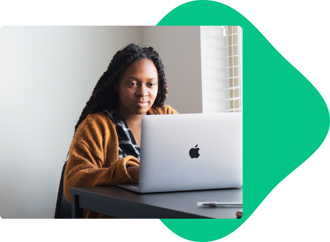 Woman reviewing offer on computer